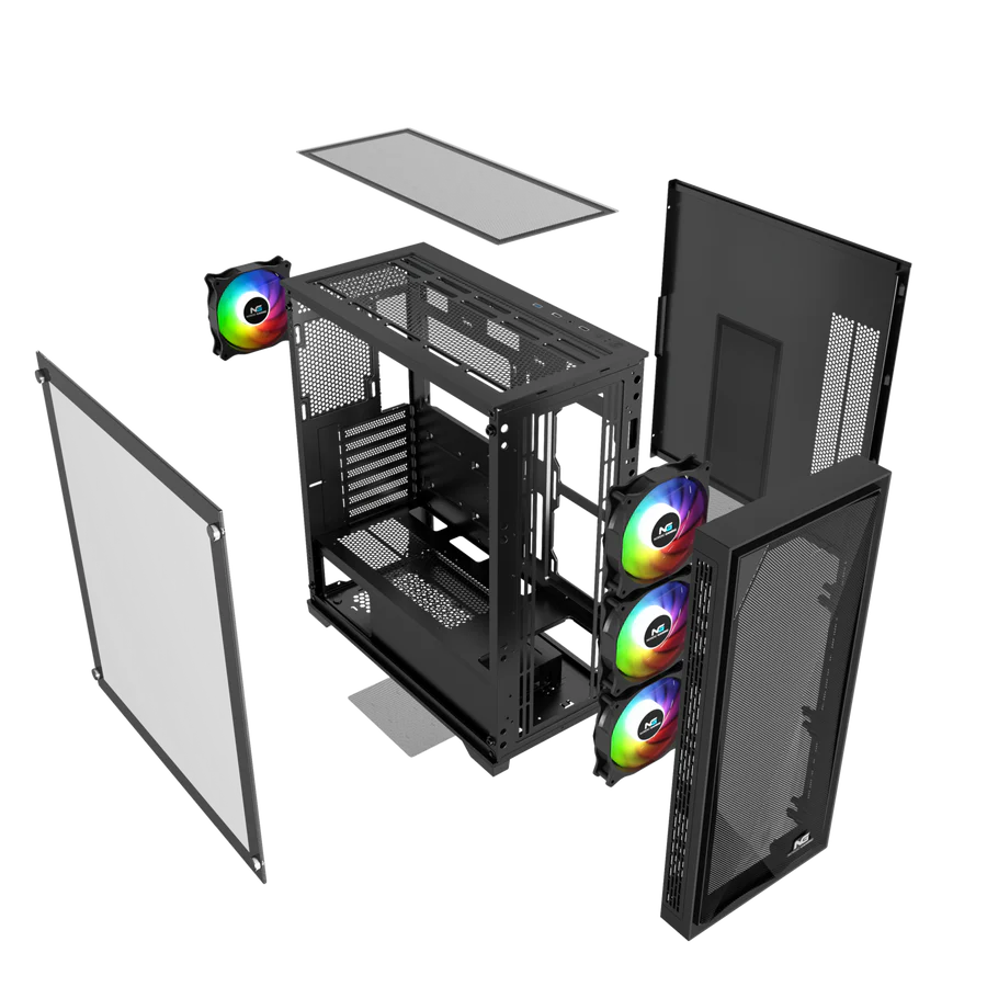 Geekd Nebula gaming computer med RTX 5050, Intel Core i5-14400F, 16GB DDR5 RAM og 1TB NVMe SSD – stærk gamer PC til 1080p gaming