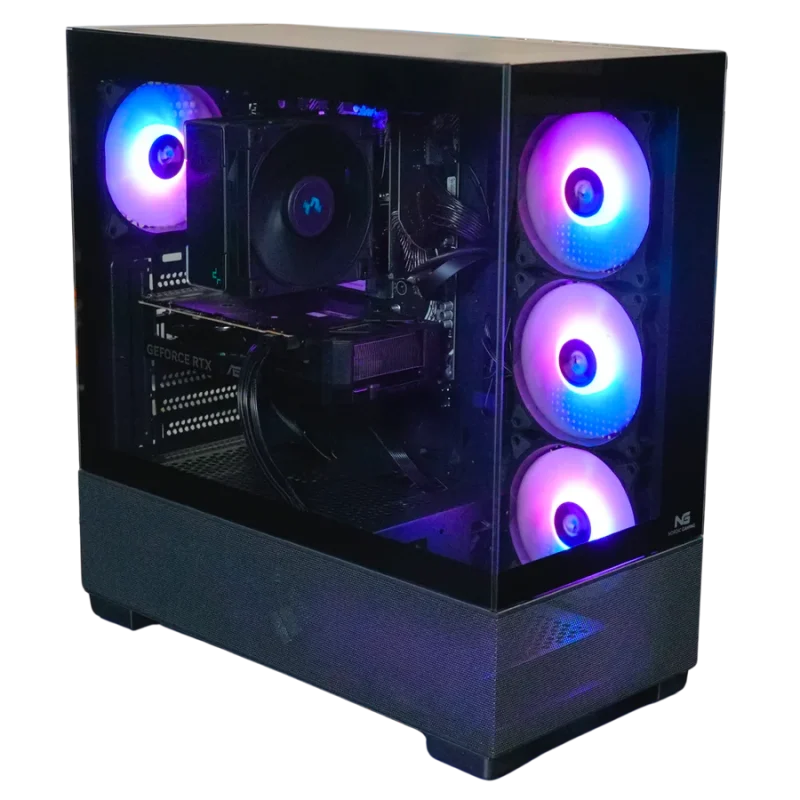 Geekd Quantom Orion gaming computer med RTX 5060, Ryzen 7 5700X, 16GB RAM og 1TB NVMe SSD – stærk gamer PC til 1080p og 1440p gaming